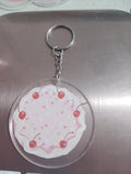 Pink cherry cake keychain