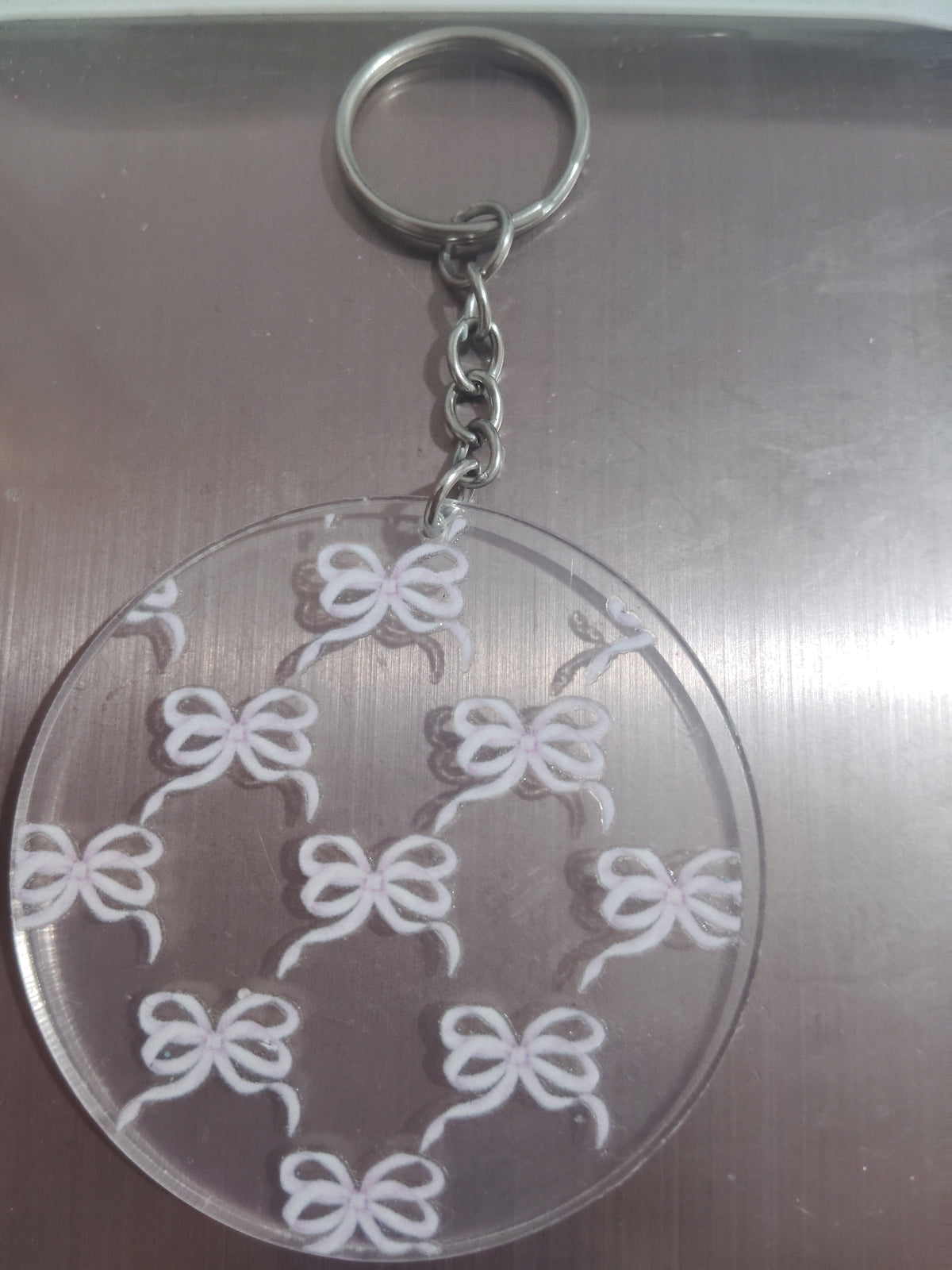 Lilac bow keychain