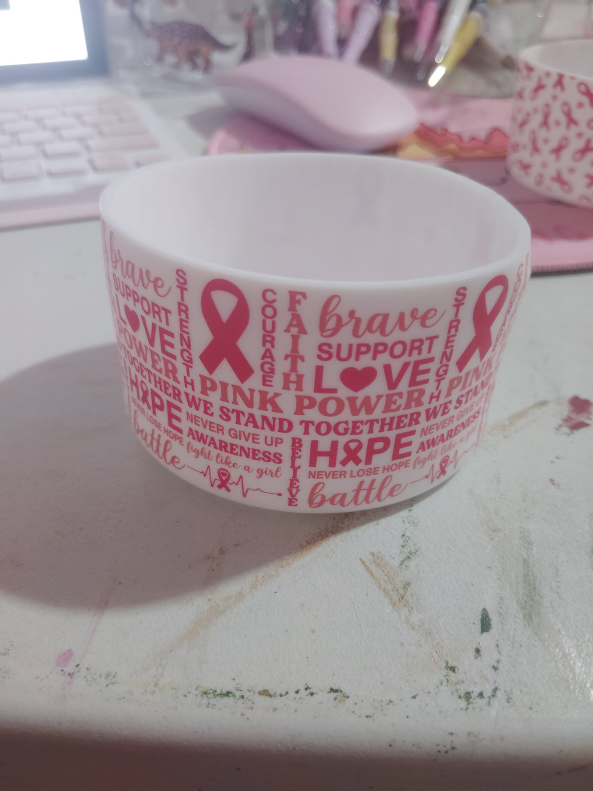 Breast cancer awareness boot for cup