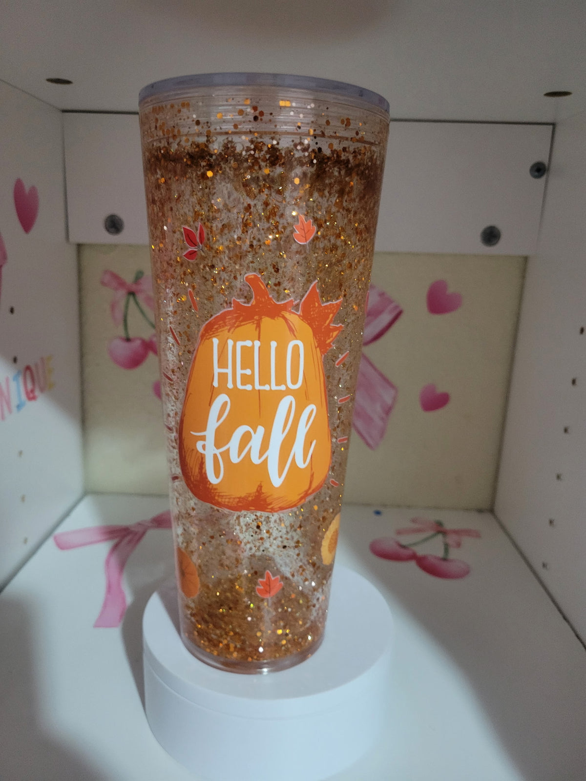 24 oz fall snowglobe tumbler