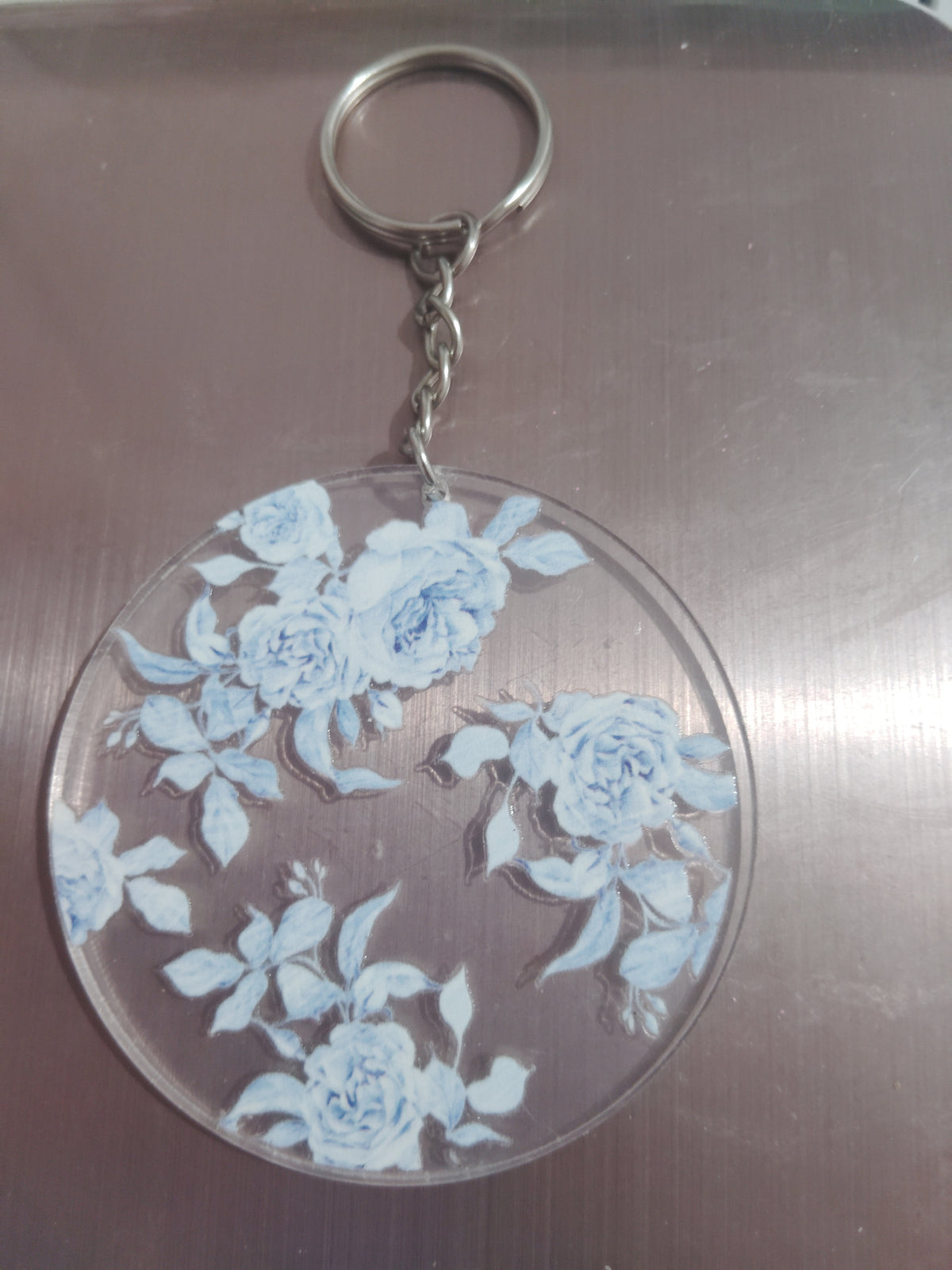 Blue rose keychain