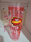 40 oz snowglobe football (KC) tumbler (with handle)