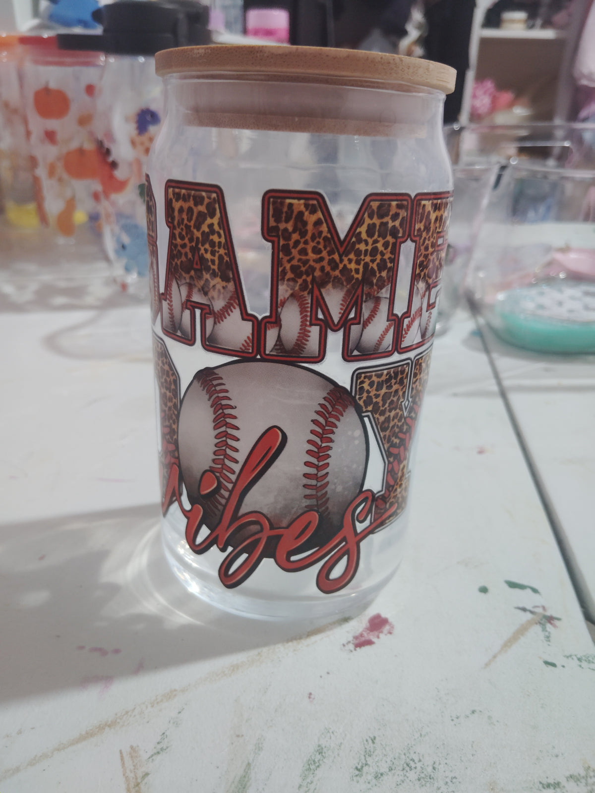 16 oz game day glass cup!